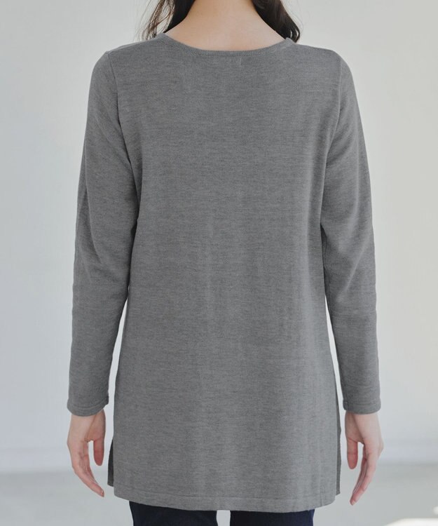 Tiaclasse 【洗える】カシミヤ混ニットチュニック グレー