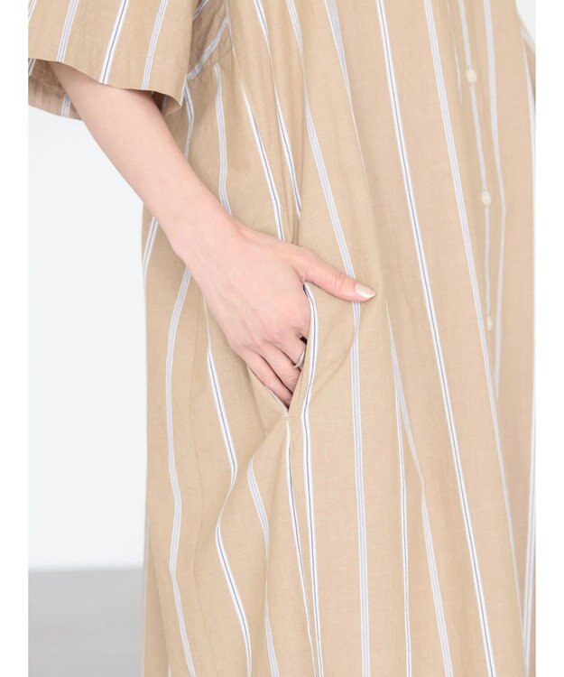 AMERICAN HOLIC イージーケア＋接触冷感丈違い強撚ワッシャーワンピース Stripe Beige