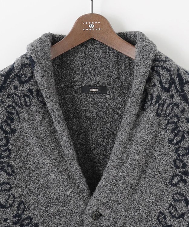 JOSEPH ABBOUD 【インポート素材/ソフトな肌触り/軽量】MOUSSE ペーズリー柄ショール カーディガン グレー系7