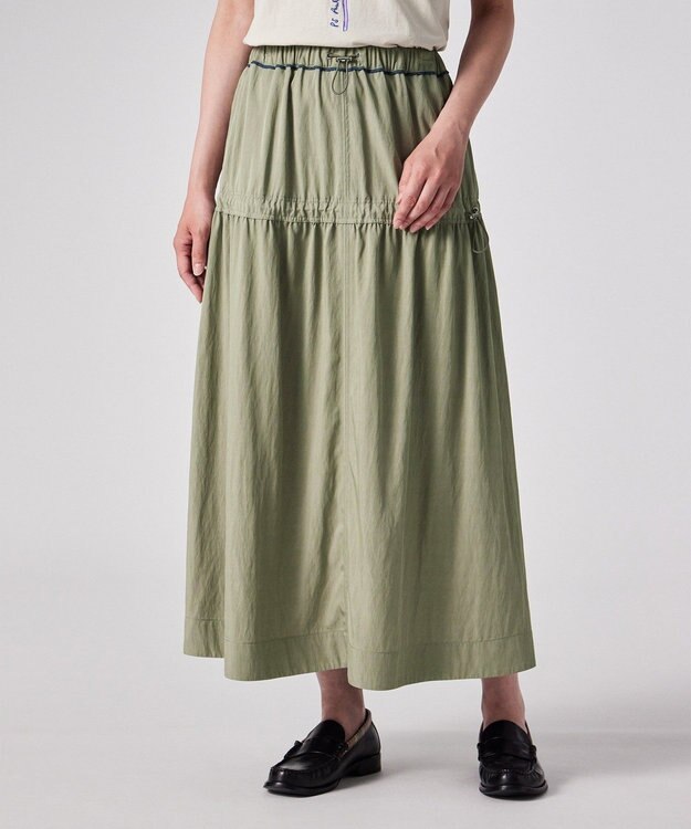 Paul Smith ドロストコード レーヨン スカート カーキ