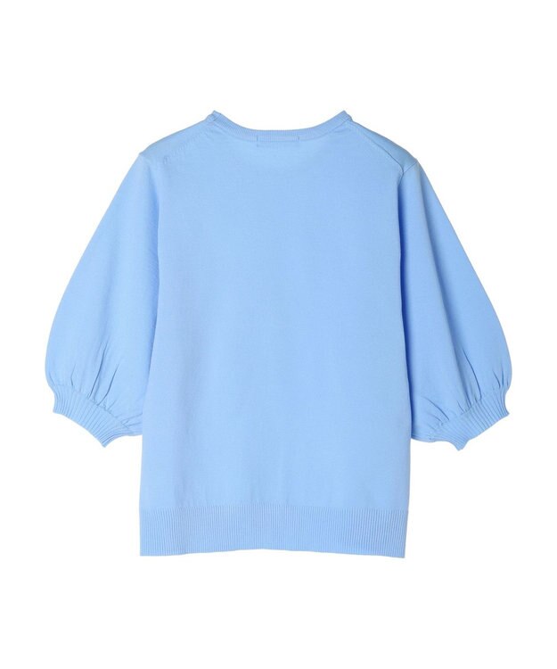 Green Parks パフ５分袖ニットプルオーバー Sax