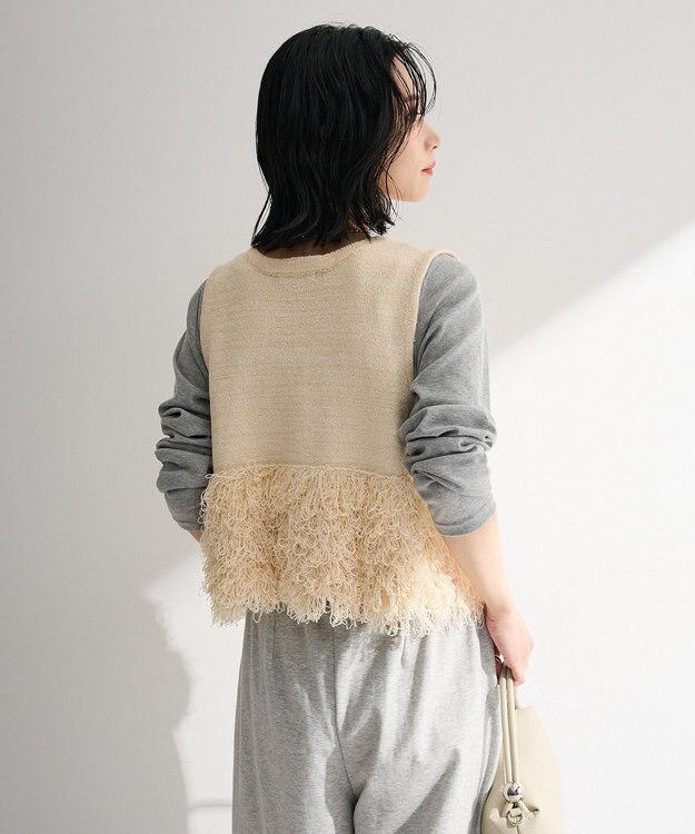 Green Parks ブークレループニットベスト Ecru