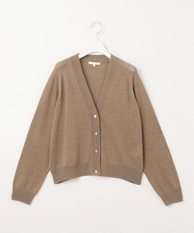 自由区 L 【カタログ掲載・洗える】ペーパーブレンドショート カーディガン モカ