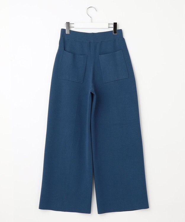 自由区 S 【セットアップ対応・洗える】レーヨンストレッチニットワイド パンツ リッツブルー系