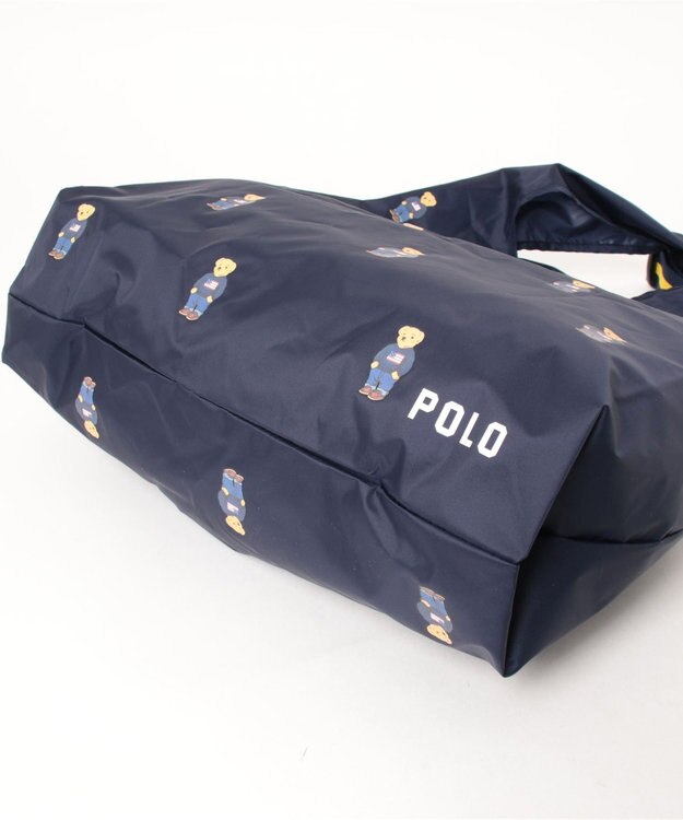 MOONBAT POLO RALPH LAUREN ベルト付きレインバッグ ポロベア総柄／撥水 透湿 ネイビーブルー