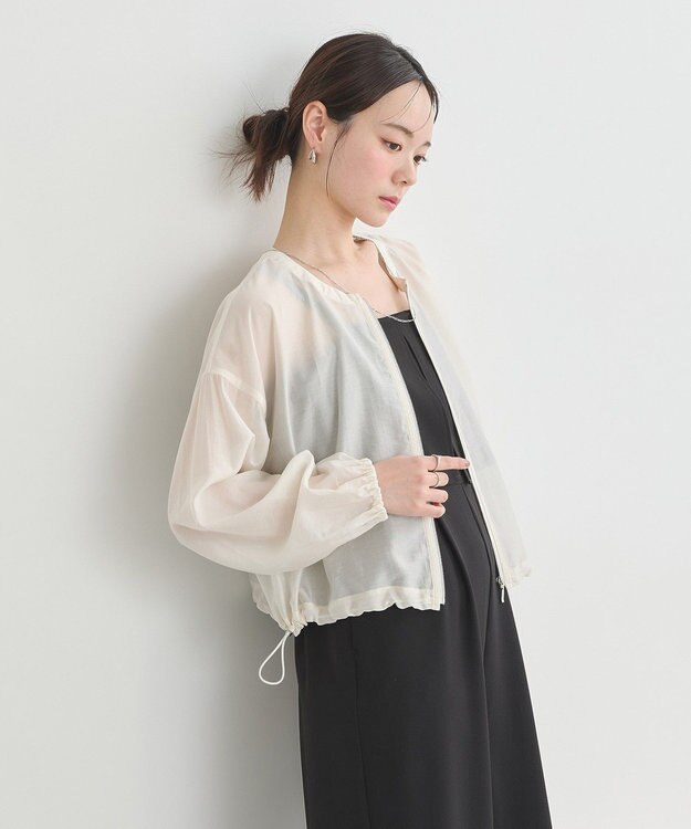 earth music&ecology シアーショートシャツブルゾン Off White