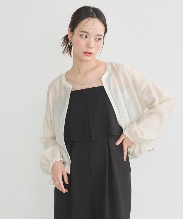 earth music&ecology シアーショートシャツブルゾン Off White