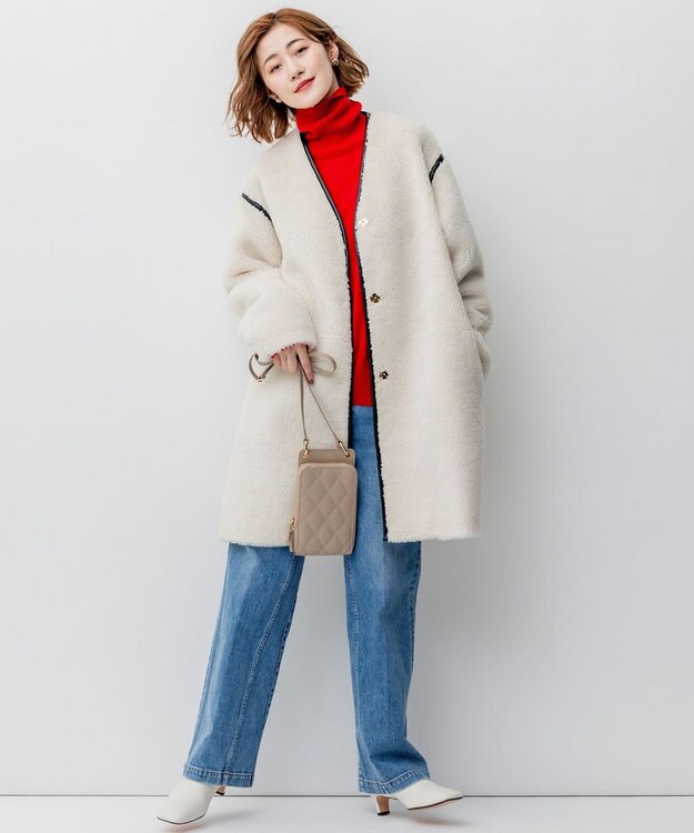 23区 テディボア ロング アウター オフホワイト