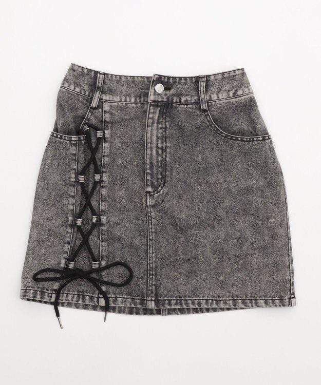 WEGO レースアップハートポケットデニムスカパン デニムブラックソノタ