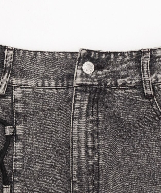 WEGO レースアップハートポケットデニムスカパン デニムブラックソノタ