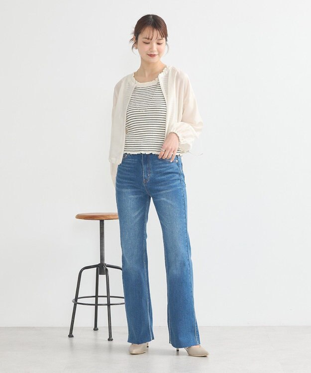 earth music&ecology シアーショートシャツブルゾン Off White