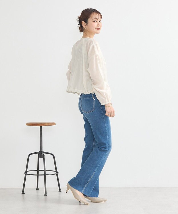 earth music&ecology シアーショートシャツブルゾン Off White