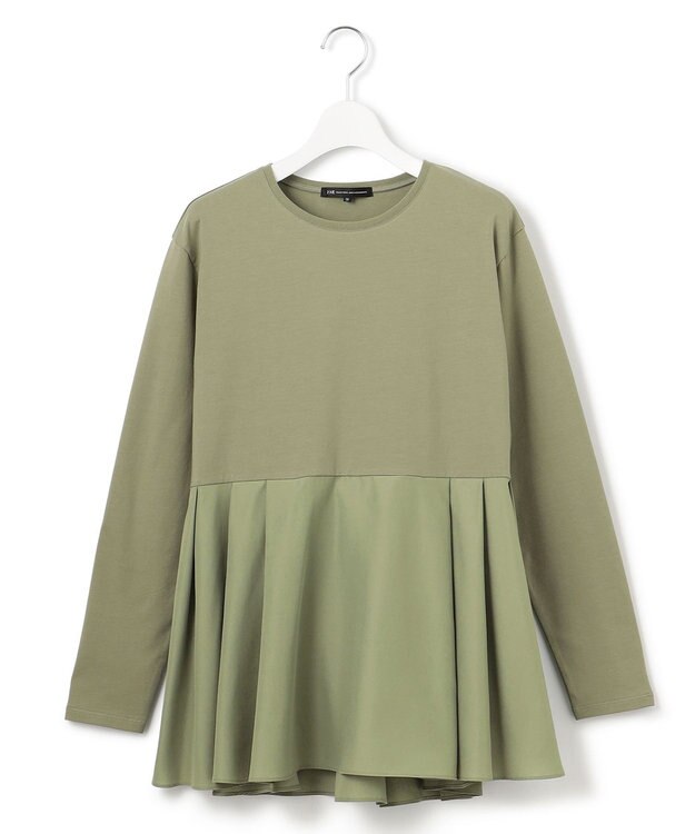 23区 S 【ご好評につき新色追加】ナチュラルコットンベアコンビ ペプラム カットソー [WEB限定]カーキ系