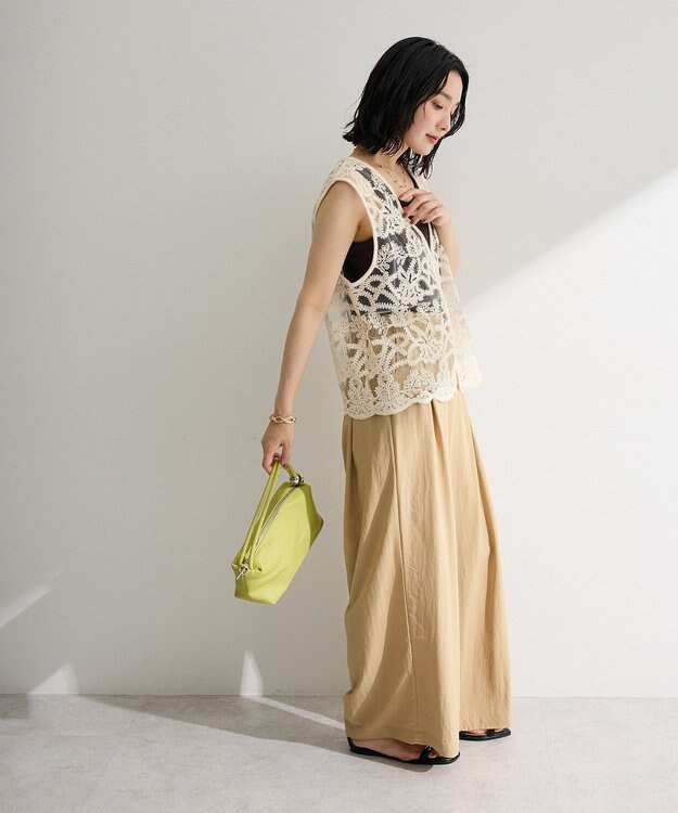 Green Parks レース刺繍ベスト Ivory