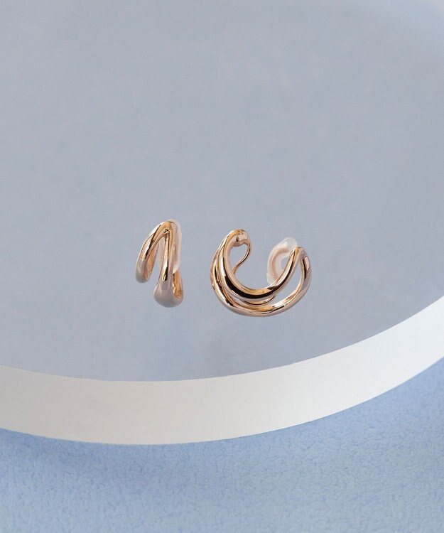 Phoebe 【金属アレルギー対応】【痛くないシリーズ】ダブルフープライトフィットイヤリング ローズゴールド ローズゴールド