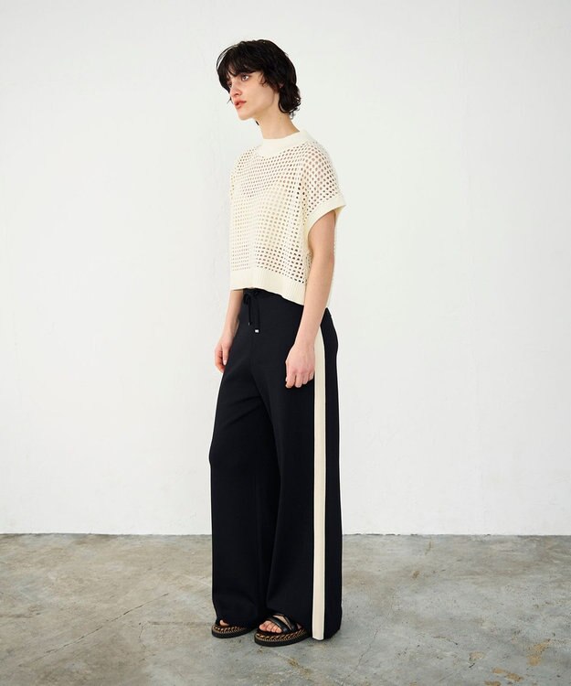 GRACE CONTINENTAL バイカラーニットパンツ ブラック