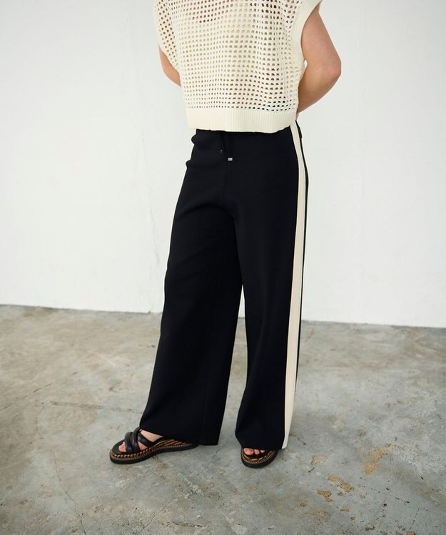 GRACE CONTINENTAL バイカラーニットパンツ ブラック