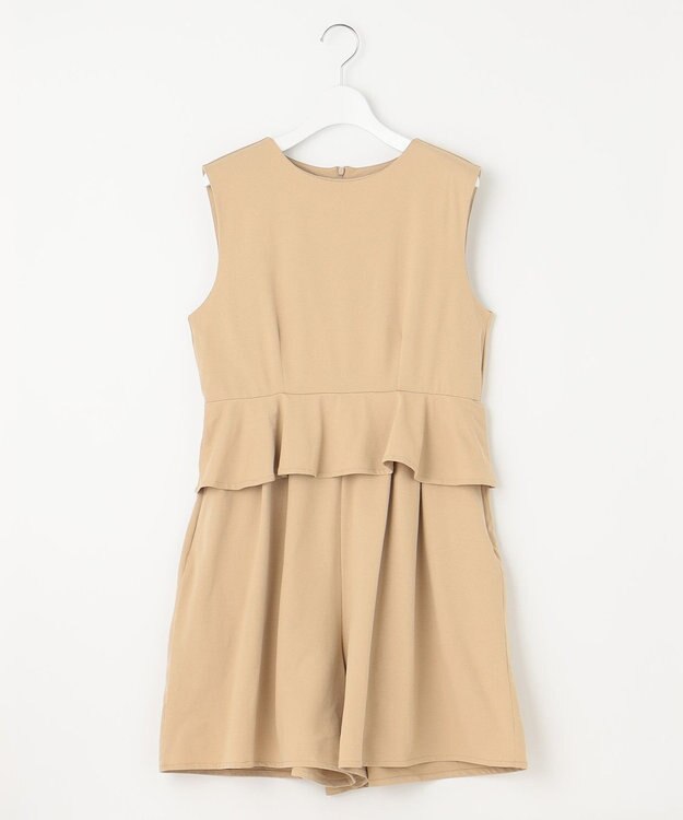 Feroux 【接触冷感・UVカット・吸水速乾】ラッシュガードペプラム オールインワン ベージュ系