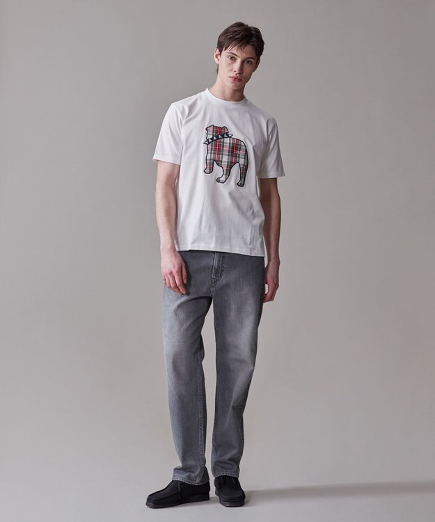 J.PRESS MEN 新色登場！【毎シーズン大好評】【UNISEX】ファブリックワッペン バックブルTシャツ ホワイト系