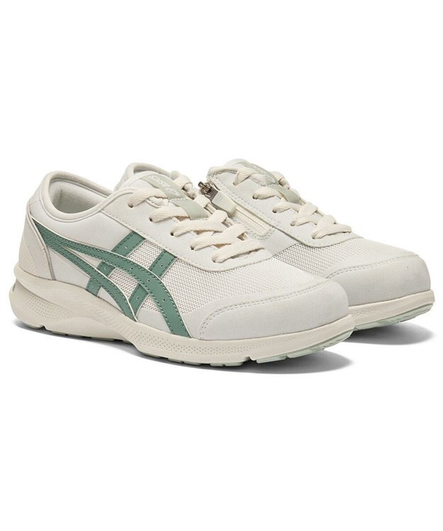 ASICS WALKING ハダシウォーカー レディース 3E相当 ライトグレー×モスグリーン