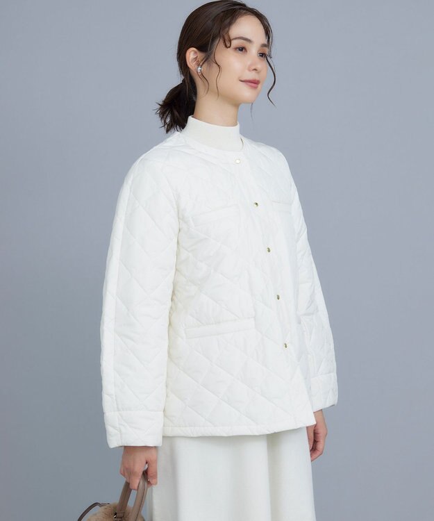 組曲 S 【洗える・中綿】2WAYキルト コート パールホワイト系
