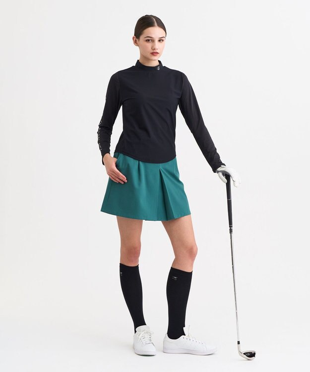 23区GOLF 【WOMEN】AIR TOOLライト シアースリーブモックネック ブラック系