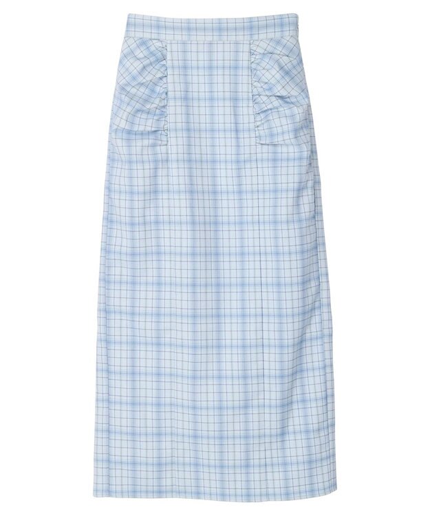 earth music&ecology ギャザーナロースカート Check Blue