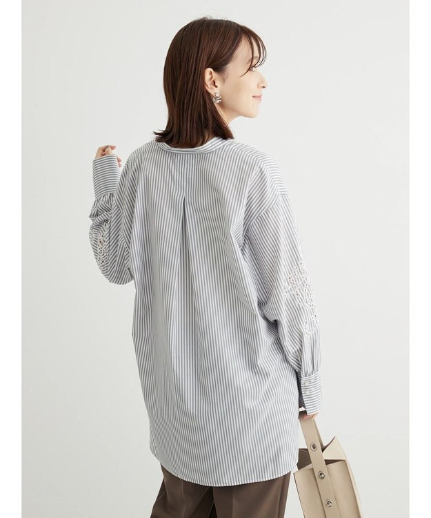 Green Parks 袖刺繍シャツチュニック Gray