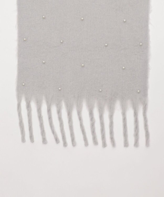 WEGO パール付きワイドフリンジストール ライトグレー