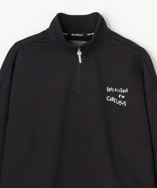 PW CIRCULUS 【MEN】ハーフジップ 裏毛スウェットトップス ゴルフ ブラック系
