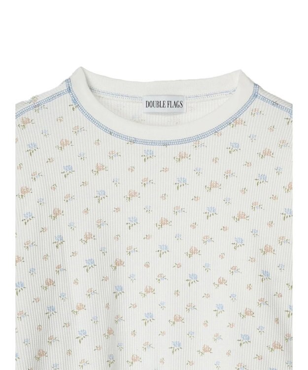 Green Parks ・Ｄｏｕｂｌｅ　Ｆｌａｇｓ　フラワーｐｔワッフルロンＴＥＥ Off White