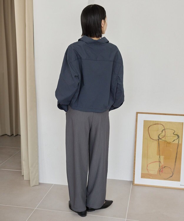 AMERICAN HOLIC クロップド丈バックタックシャツ Check Navy