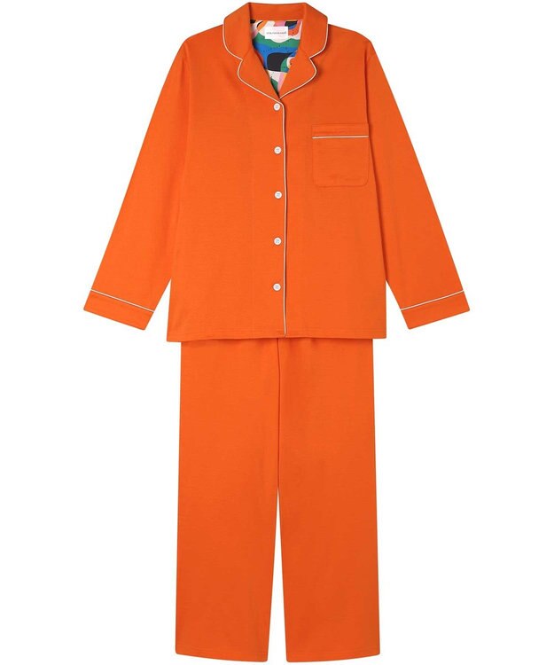 une nana cool 【綿100%】40/2コーマ天竺シルケットパジャマ MADE WITH LIBERTY FABRIC オレンジ