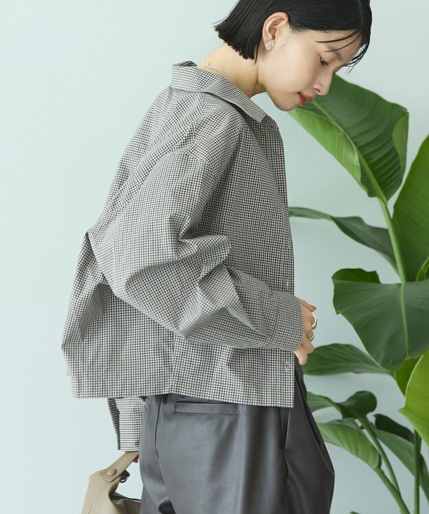 AMERICAN HOLIC クロップド丈バックタックシャツ Check Beige