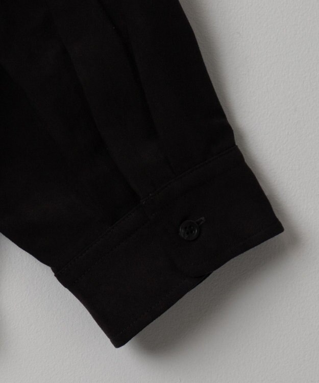 WEGO フェイクスウェードハーフZIPシャツ（LS） ブラック中濃色