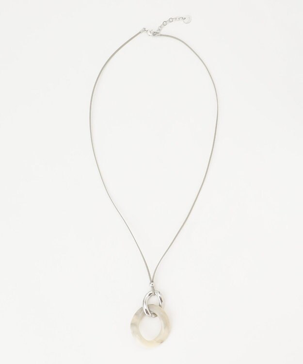 J.PRESS LADIES メタルコンビマーブル ネックレス ライトグレー系