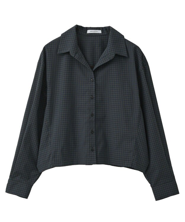 AMERICAN HOLIC クロップド丈バックタックシャツ Check Navy
