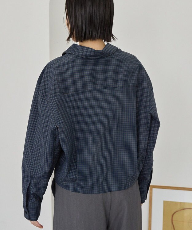 AMERICAN HOLIC クロップド丈バックタックシャツ Check Navy