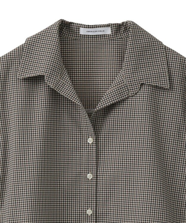 AMERICAN HOLIC クロップド丈バックタックシャツ Check Beige