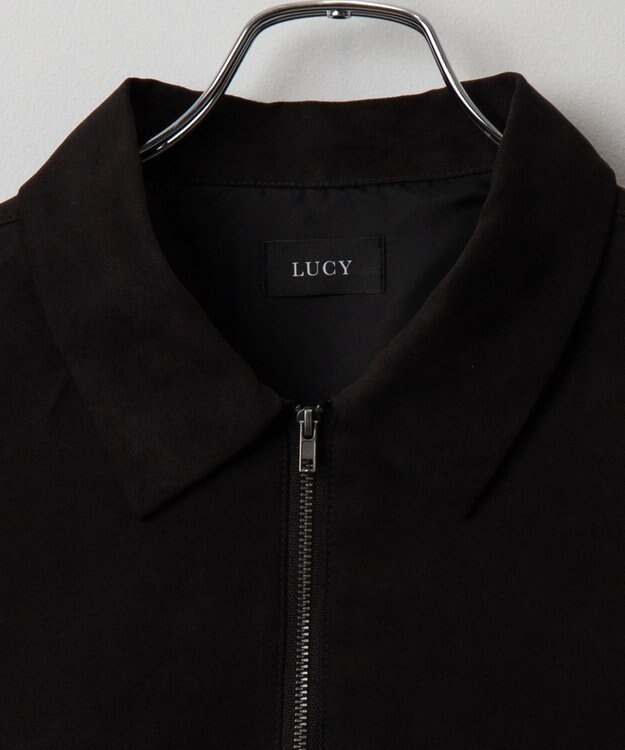 WEGO フェイクスウェードハーフZIPシャツ（LS） ブラック中濃色