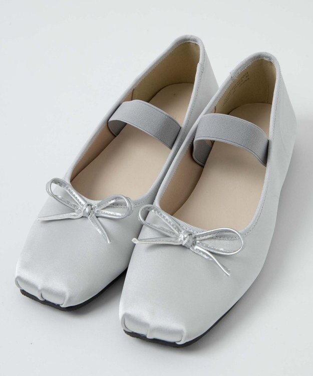 WEGO ベルト付きスクエアバレエシューズ シルバー