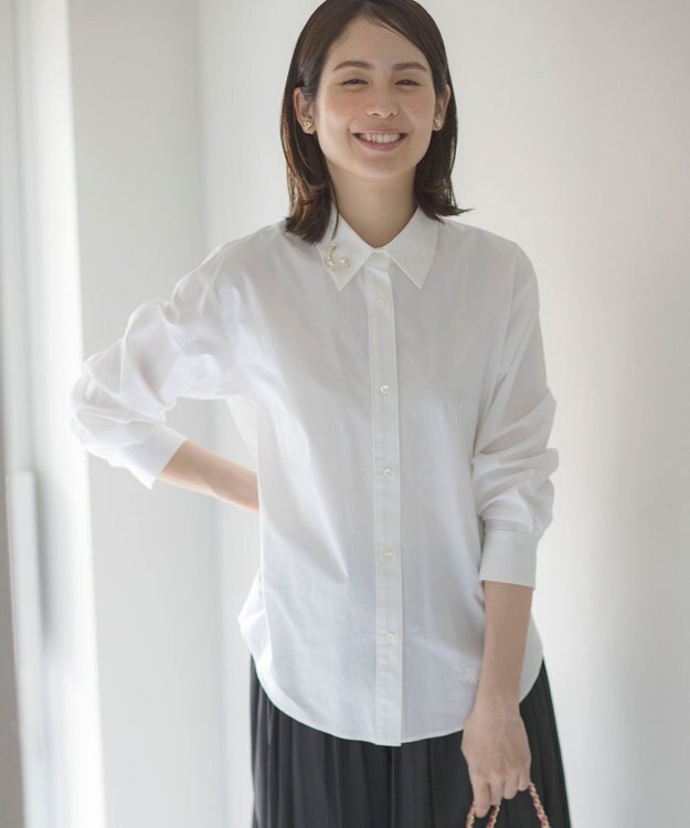 組曲 コットンシャーティング ベーシックシャツ アイボリー系