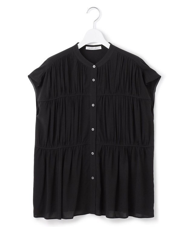 23区 S 【接触冷感/WEB&一部店舗限定】レーヨンスパローン ティアード ブラウス ブラック系