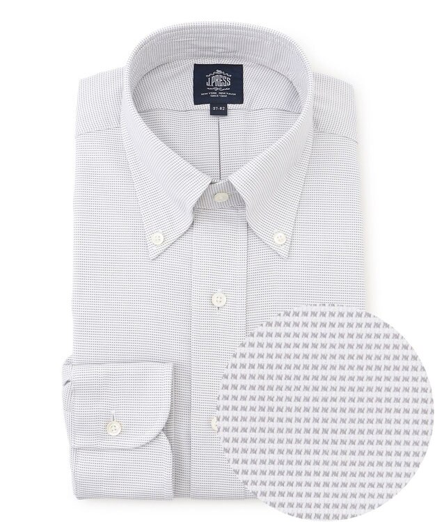 J.PRESS MEN 【PREMIUM PLEATS / 形態安定】ピンヘッド ドレスシャツ / B.D. ライトグレー系