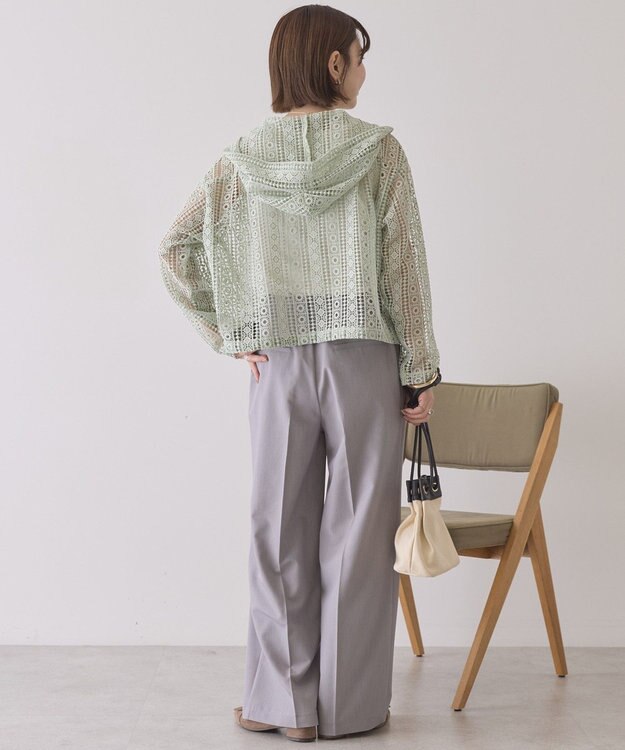 AMERICAN HOLIC 【先行予約】幾何学レースフードシャツ Light Green