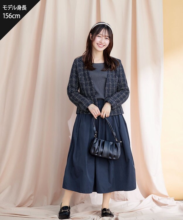 Tiaclasse 【洗える】タフタスカートドッキングワンピース ネイビー