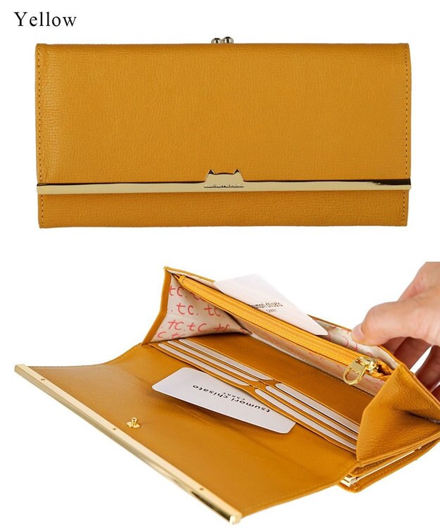 tsumori chisato CARRY プットオンネコ　がま口　長財布　かぶせ イエロー