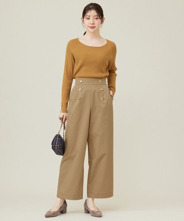 ANY SIS 【洗える】マリンディテール ワイドパンツ ベージュ