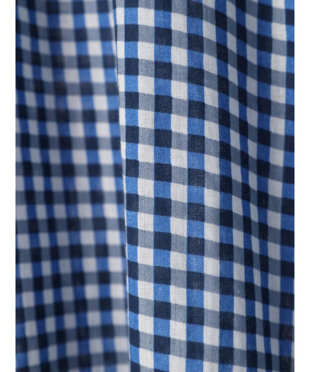 earth music&ecology コットンボイルギャザーワンピース Check Blue