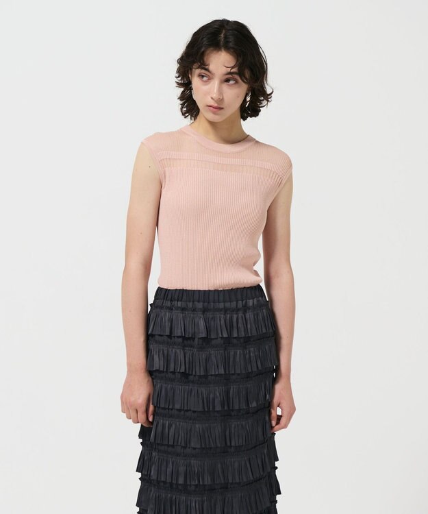 GRACE CONTINENTAL リブシアーニットトップ ピンク